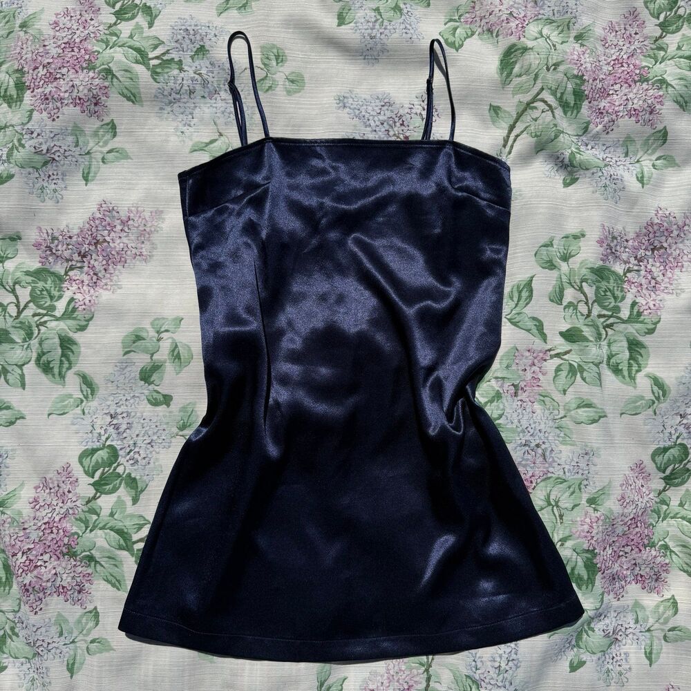 Kimchi Blue navy satin slip dress M